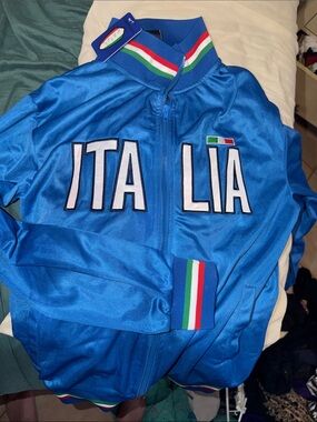 Italia Blue Track Jacket with Tricolor Trim